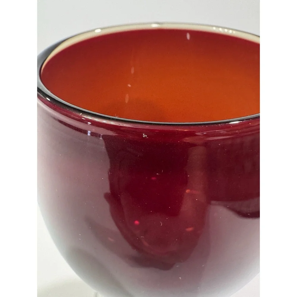 VTG Ruby Flash Glass Wine Water Goblet Clear Ball Stem Grandmillennial Chic